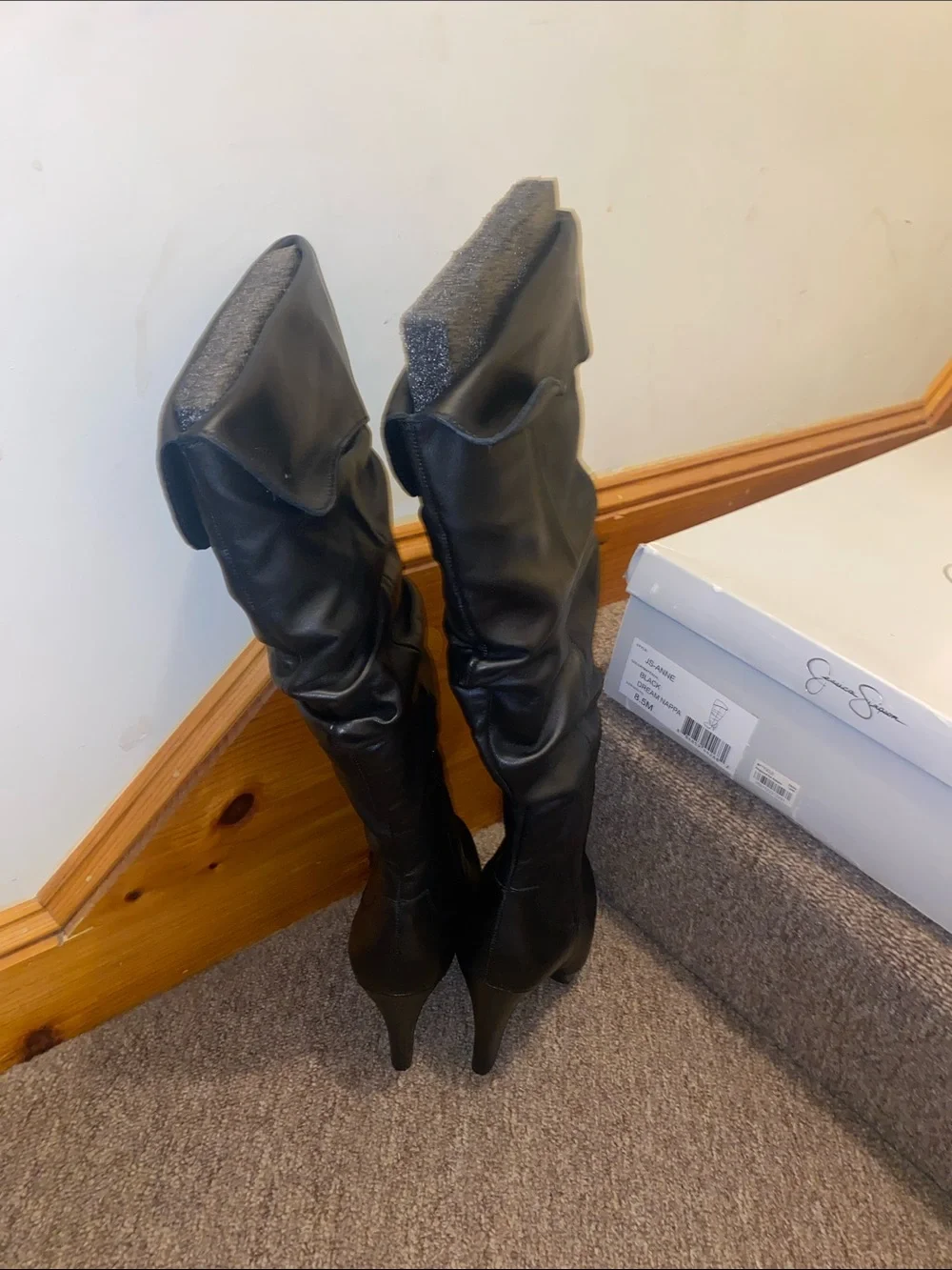 ♠️NWT Jessica Simpson Genuine Leather Slouchy Heeled Knee & Over the Knee Boot